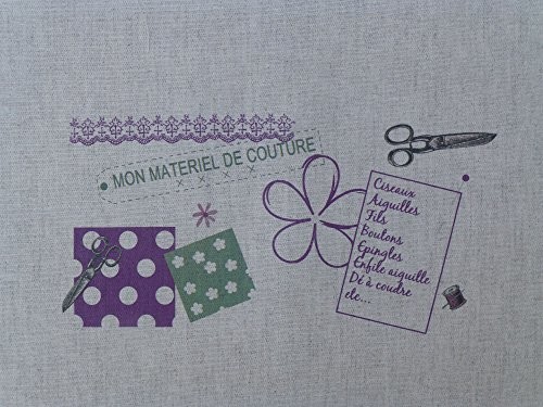 La Boîte  Broder La Boîte  Broder COU012PMN Coupon z nadrukiem 'Mon Matériel de Couture', śliwkowy / naturalny kolor COU012PMN