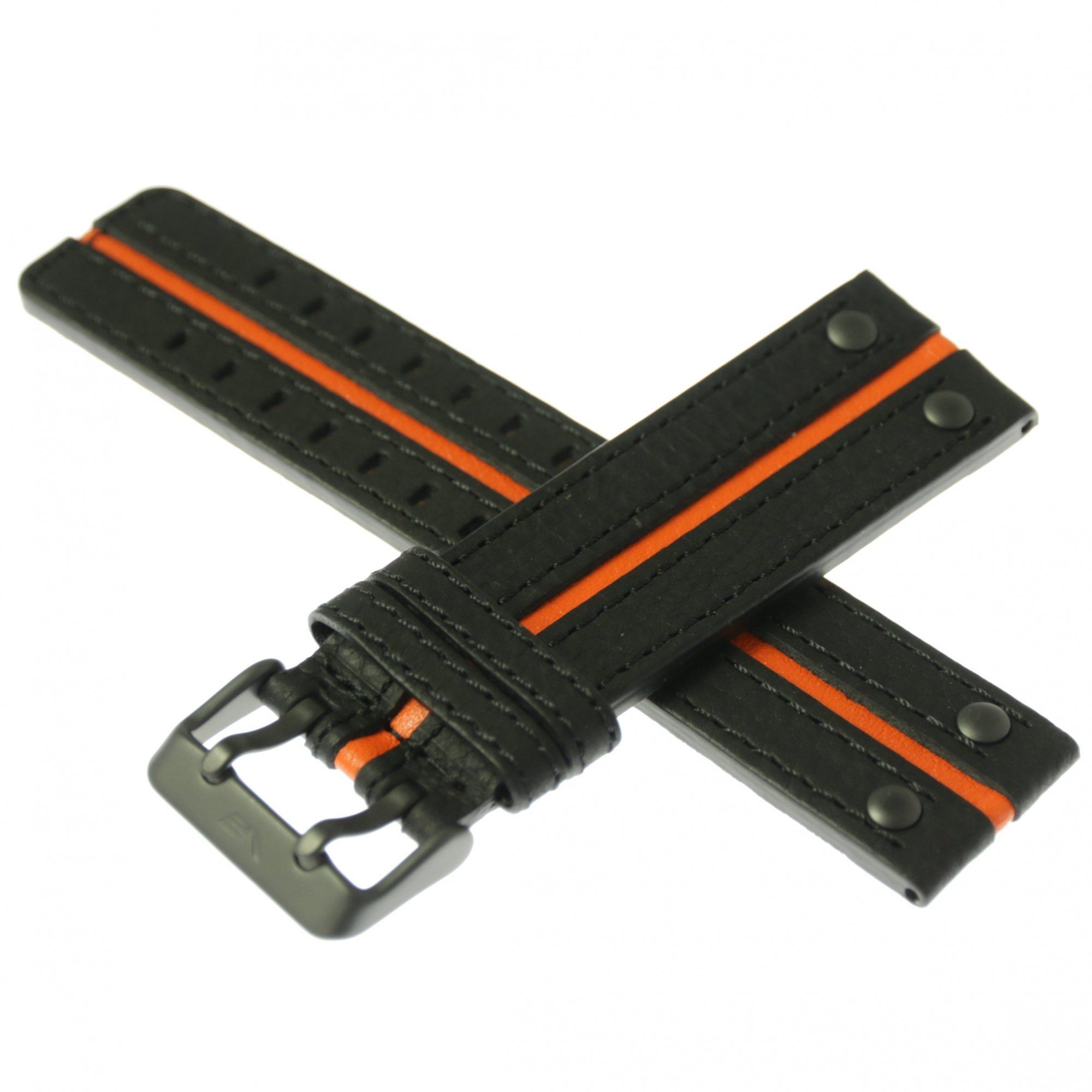 VOSTOK EUROPE Pasek do zegarka Vostok Europe Pasek Expedition Skóra 4197) czarny z pomarańczowym środkiem czarna klamra RATY 0% | GRATIS