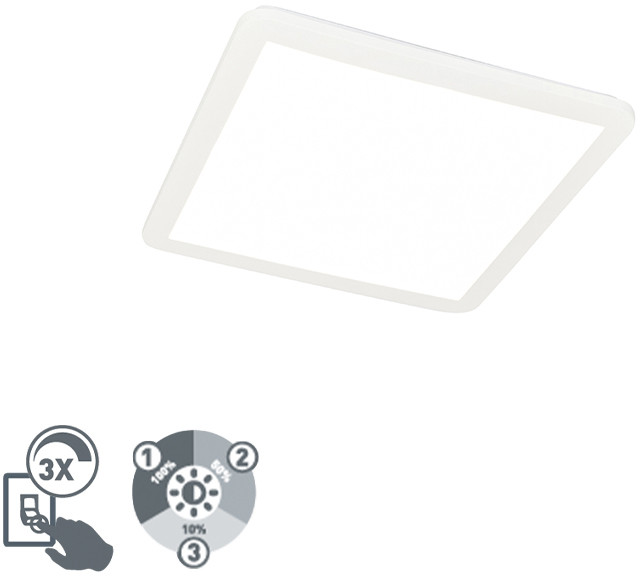 QAZQA Plafon LED kwadratowy biały 40cm 3-stopniowe ściemnianie IP44 - Steve