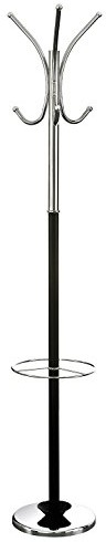 ASPECT Aspect Oscar Free Standing Coat Rack with Umbrella Base, metal, Black/Chrome CR40BK