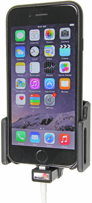 Brodit AB Uchwyt regulowany do Apple iPhone 6 w futerale o wymiarach: 62-77 mm (szer.), 2-10 mm (grubość) z możliwością wpięcia kabla lightning z 30-pinowym adapterem 515666