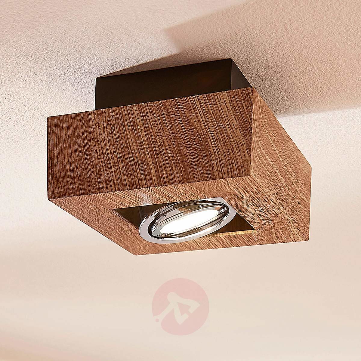 Lampenwelt com Lampa sufitowa LED Vince GU10 LED, kolor drewna