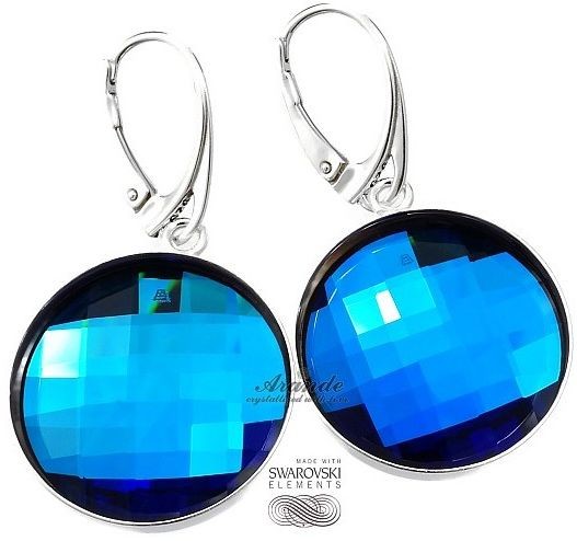 Swarovski piękne kolczyki BERMUDA BLUE SREBRO
