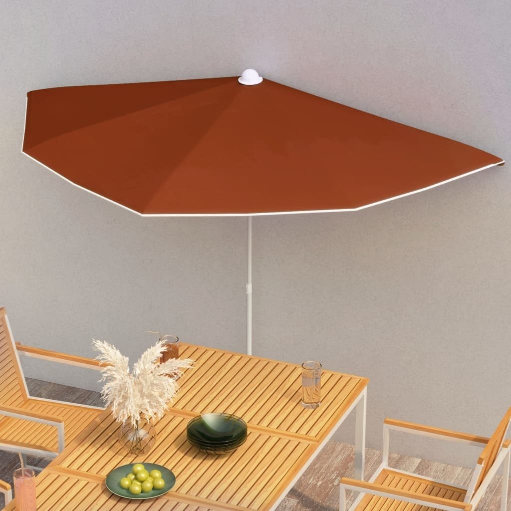 vidaXL Półokrągły parasol ogrodowy na słupku, 180x90 cm, terakota 315564