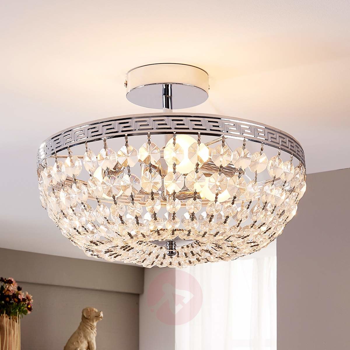 Lindby Klasyczna lampa sufitowa kryształ - Mondrian