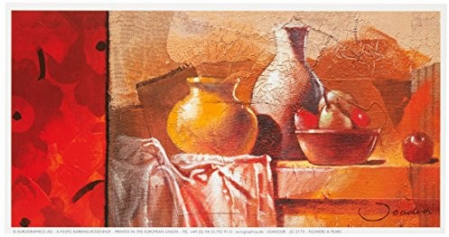 Eurographics jo3173 wysokiej jakości druk artystyczny  martwa natura, joadoor, Flowers i Pears 13 x 25 cm JO3173