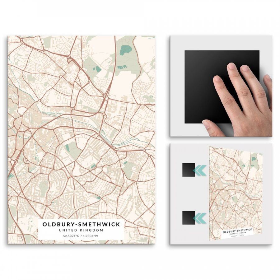 Pix4home Plakat metalowy Mapa Vintage Oldbury-Smethwick L POS-L-04191