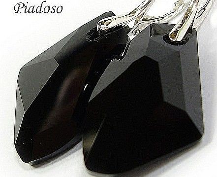 Swarovski PROMOCJA! duże kolczyki SREBRO 27mm JET