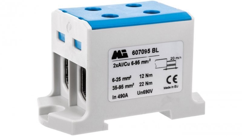 Geberit em group szynowa 2-torowa 16-95mm2 niebieska EURO multiOTL 95 2xAl/Cu 607095 BL 607095 BL