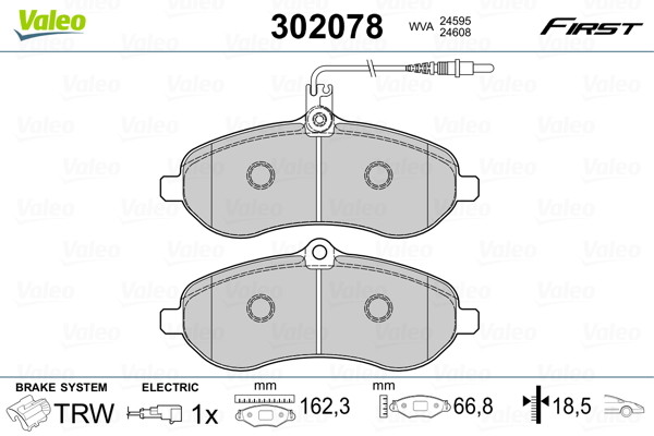 VALEO Zestaw klocków hamulcowych, hamulce tarczowe 302078 302078