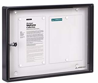 ARREGUI Arregui PAN-44 kasetka z aluminium i metaakrylanu, skrzynka na informacje, zamykana, wewnętrzna magnetyczna, 2 arkusze DIN A4, czarna, 35 x 48 x 5 cm Arregui PAN-44