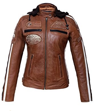 Urban Leather Damska kurtka motocyklowa z ochraniaczami, l, Tan UR-186