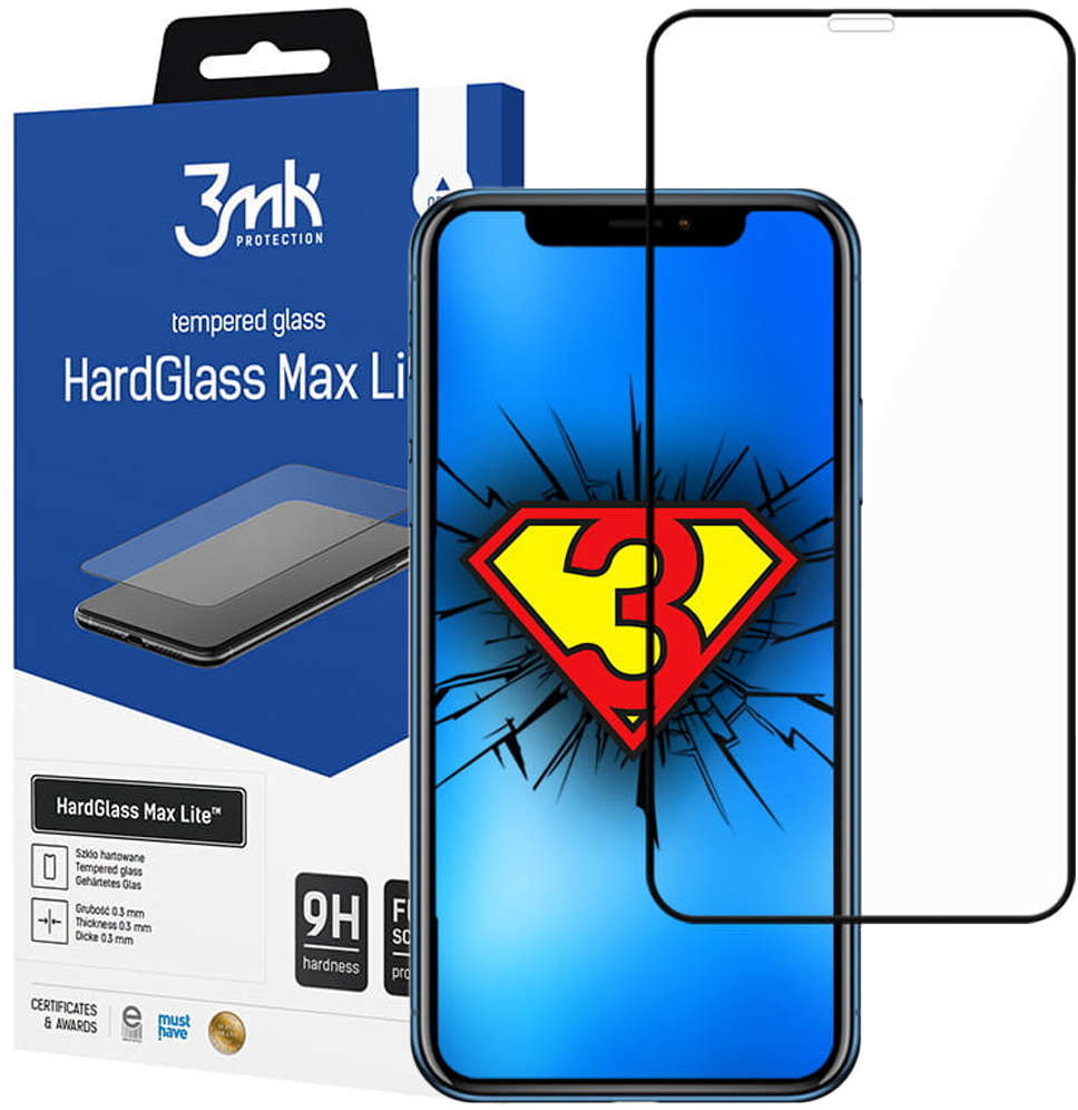 3MK Szkło hartowane HardGlass Max Lite do Apple iPhone 11 Black 13384X1