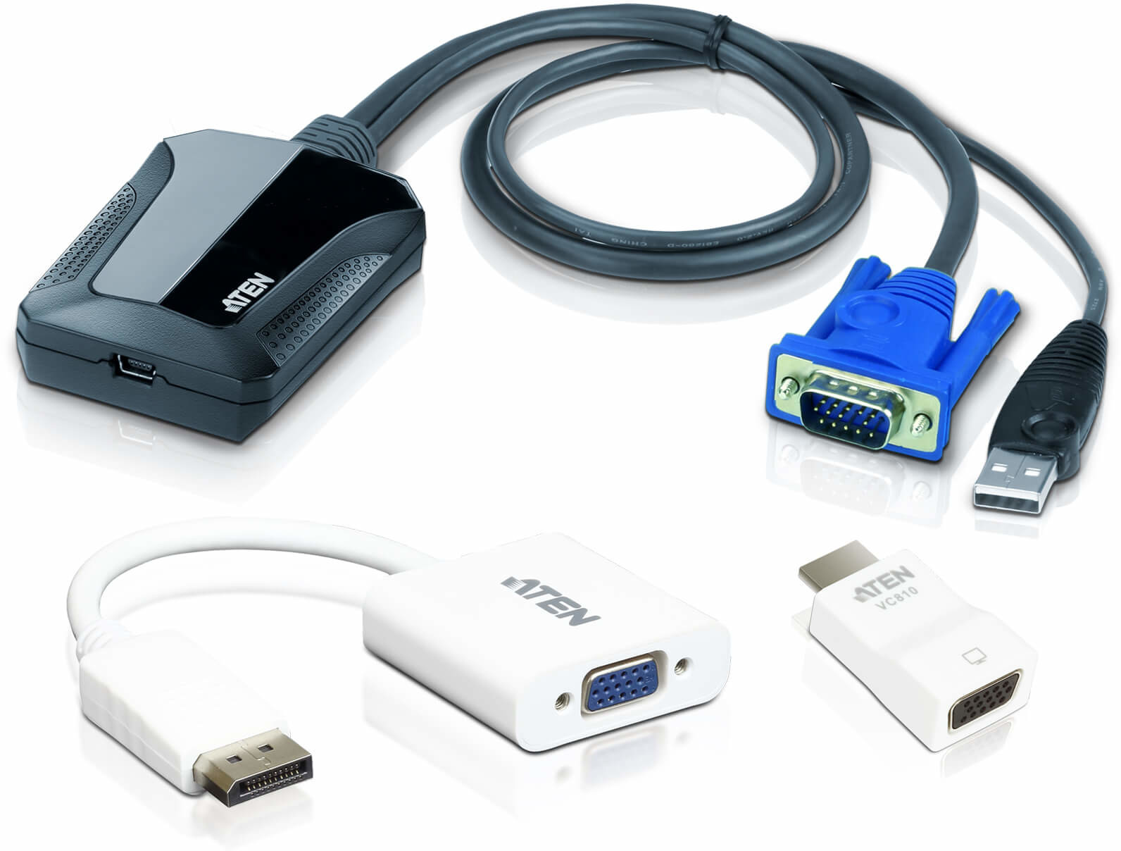 Aten Laptop USB KVM Console Crash Cart Adapter IT Kit CV211CP-AT