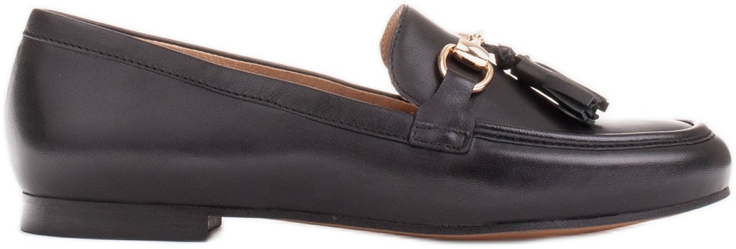 Marco Shoes Loafersy skórzane z frędzlami czarne