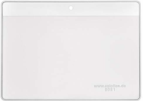 VELOFLEX Veloflex 2021800 plakietka na nazwisko Velocard 105 x 74 mm, bez klipsa, otwory na środek, 100 sztuk, przezroczysta 2021800