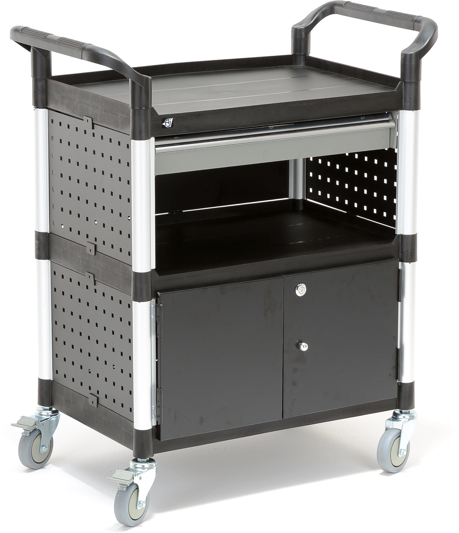 AJ Produkty Wózek narzędziowy z szafką i szufladą, 2 półki, 850x480x1000 mm