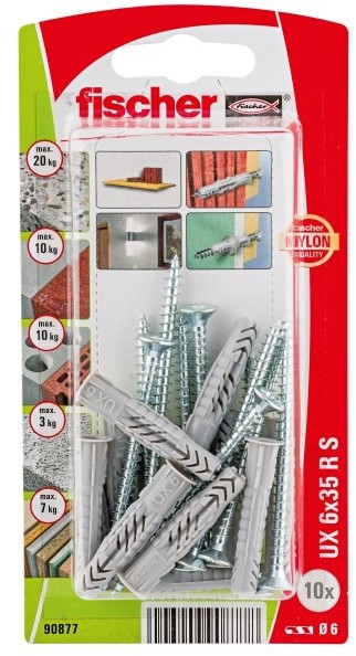 Fischer Kołki uniwersalne z wkrętami UX 6 x 35 mm 10 szt. 90877