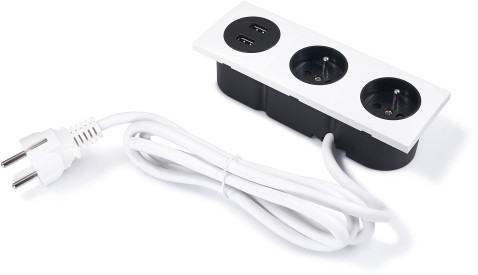 KOLORENO Gniazdo Doblatowe Moduł Aluminium 2x230V + 2x USB Białe GD2X230V+2XUSB BIAŁY