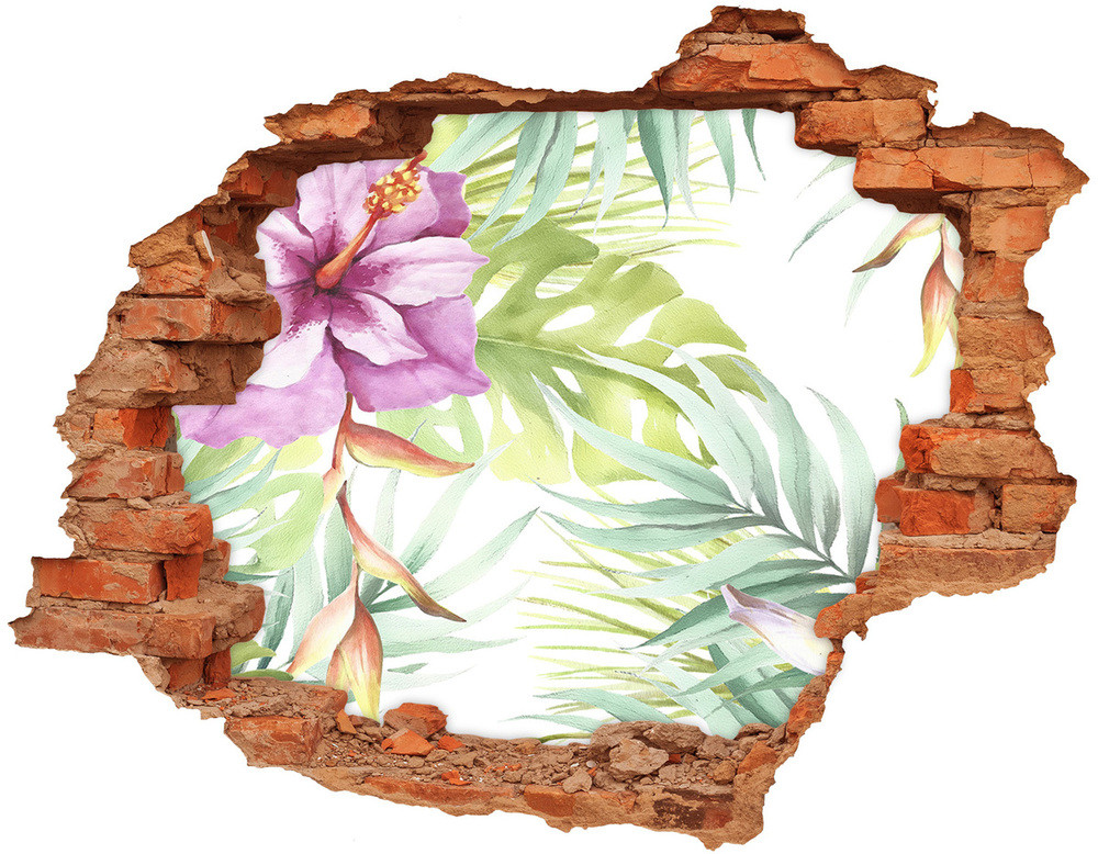 Wallmuralia.pl Naklejka 3D dziura na ścianę Hawajskie kwiaty