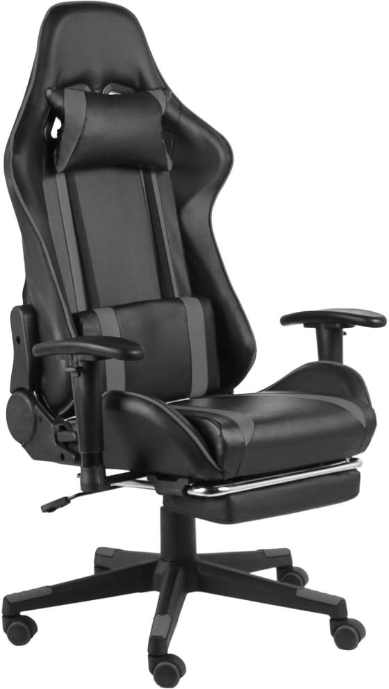 vidaXL Lumarko Obrotowy fotel gamingowy z podnóżkiem, szary, PVC 20489