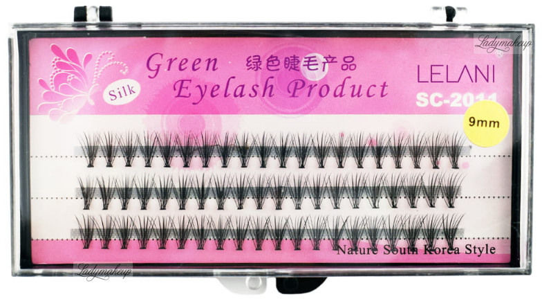 Green Eyelash Lelani LELANI - Silk Product - Jedwabne kępki sztucznych rzęs - Standard - SC-2011 - 9 mm