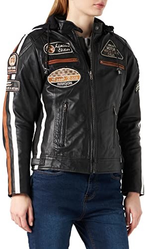 Urban Leather Damska kurtka motocyklowa z ochraniaczami, czarna, rozmiar: 2XL UR-156