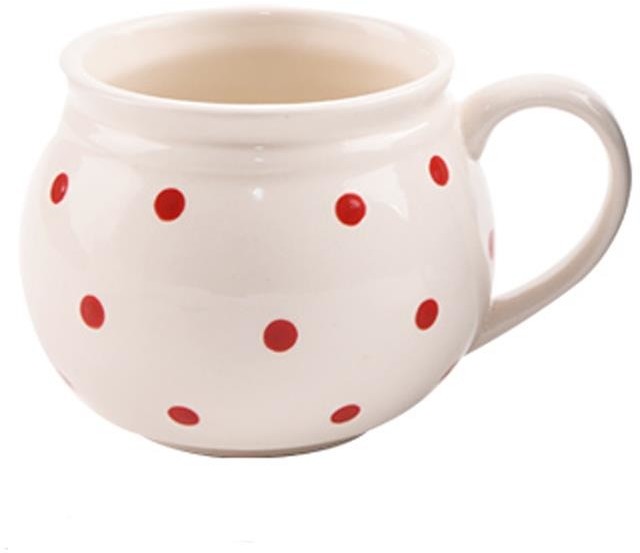 Retro Kubek ceramiczny 0,45L BIAŁY W KROPKI 125482-B