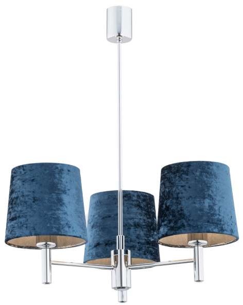 Argon Żyrandol LAMPA wisząca BOLZANO 1381 welurowa OPRAWA abażurowy zwis granatowy 1381