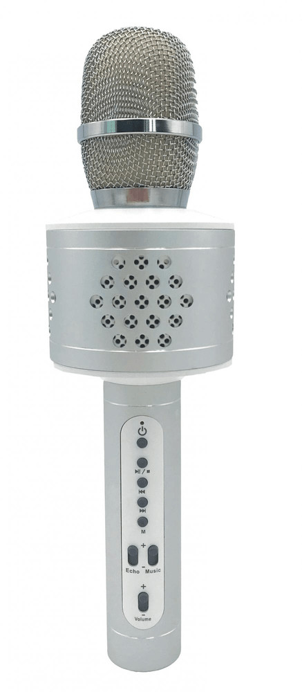 Teddies mikrofon karaoke Bluetooth na baterie srebrny