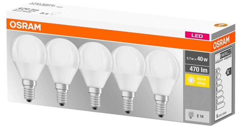 Osram ZESTAW 5x LED Żarówka BASE P40 E14/5,7W/230V 2700K -