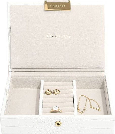 Stackers Pudełko na biżuterię z pokrywką mini Stackers Croc białe 74342