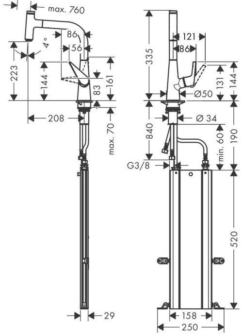 Hansgrohe Talis Select M51 Bateria kuchenna z wyciąganą wylewką chrom