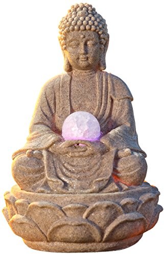 Pajoma 53899 pokojowe źródełko Budda Lotus, oświetlenie LED, żywica syntetyczna, wysokość 30 cm 53899.0