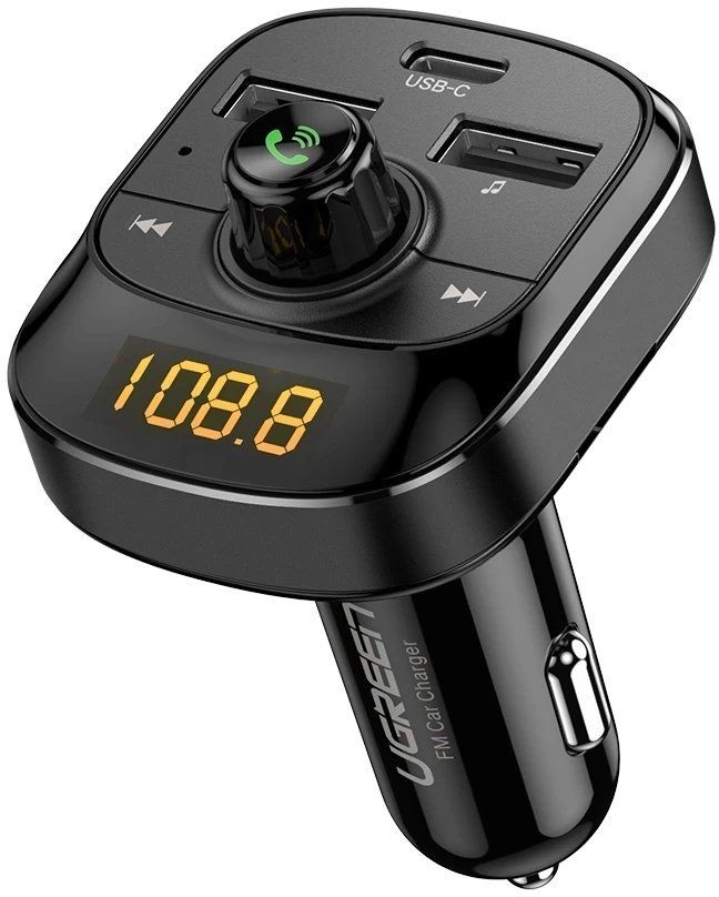 UGREEN Transmiter FM Bluetooth 5.0 ładowarka samochodowa MP3 3x USB TF micro SD 4,8 A czarny (ED040 70717)