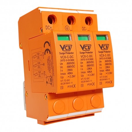 VCX Ogranicznik przepięć 600V 3P 20-40kA C+DC T2 DC C3P 600 VCX 6903 DC C3P 600