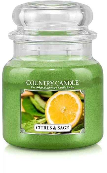 Country Candle Country Candle, Citrus and Sage, świeca zapachowa, średni słoik, 2 knoty