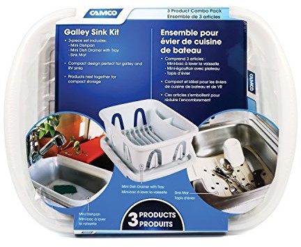 Camco camco 43517 White Sink Kit with Dish Drainer, Dish Pan and Sink mat by camco 43517