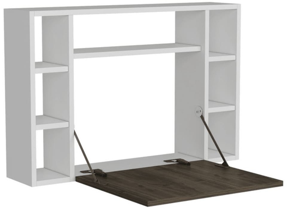 Homemania Składane biurko ścienne Omega, 90x19,5x60 cm, biel i orzech Homemania