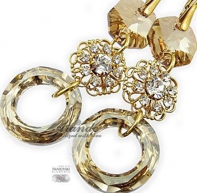 Swarovski Nowe Ozdobne Kolczyki Gold Ring Feel