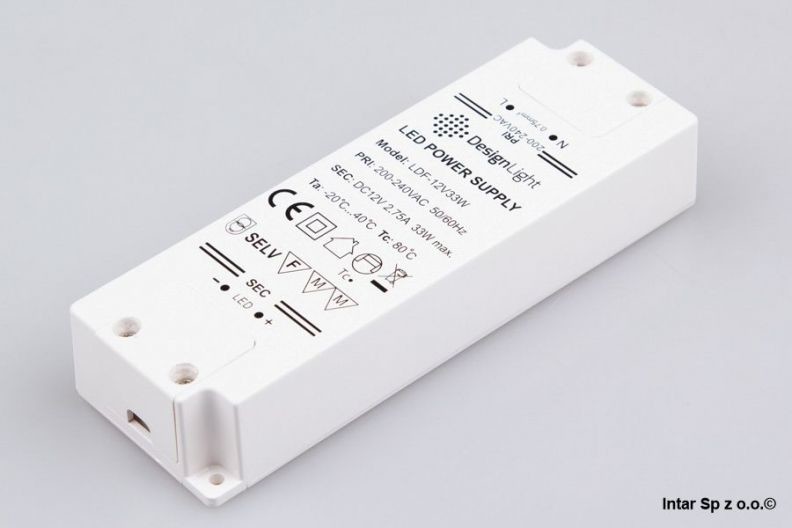 Design Light Zasilacz do LED STANDARD PLUS, TRA-SP-33W-T-01, 33W, 33W, 12VDC, Bez przewodów, Biały, DESIGN LIGHT 349844