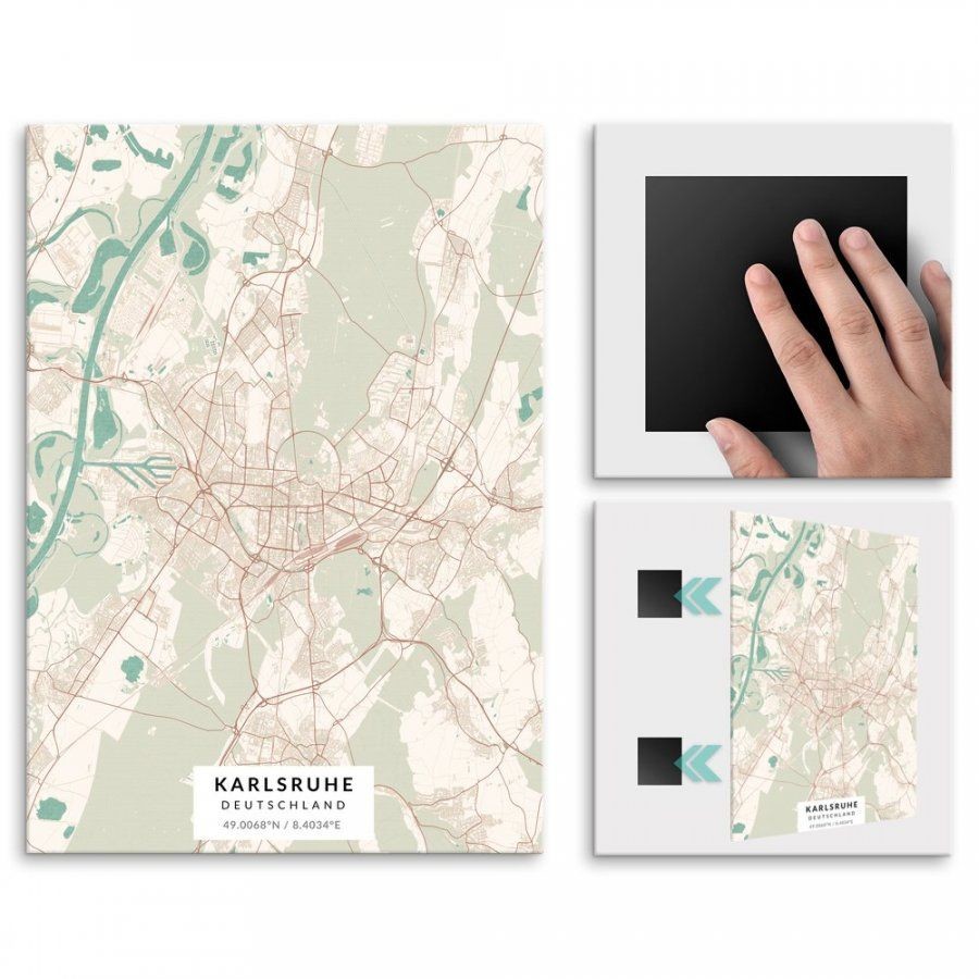 Pix4home Plakat metalowy Mapa Vintage Karlsruhe M POS-M-03181