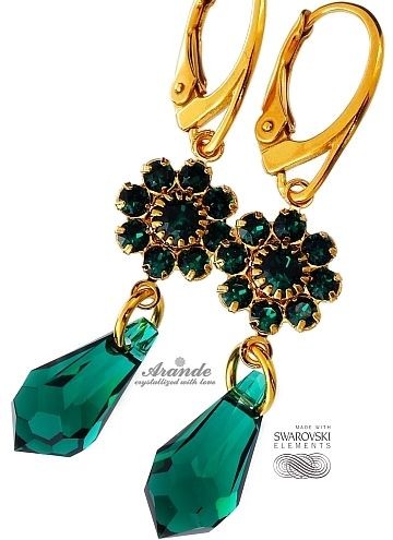 Swarovski KOLCZYKI EMERALD FEEL ZŁOTE SREBRO