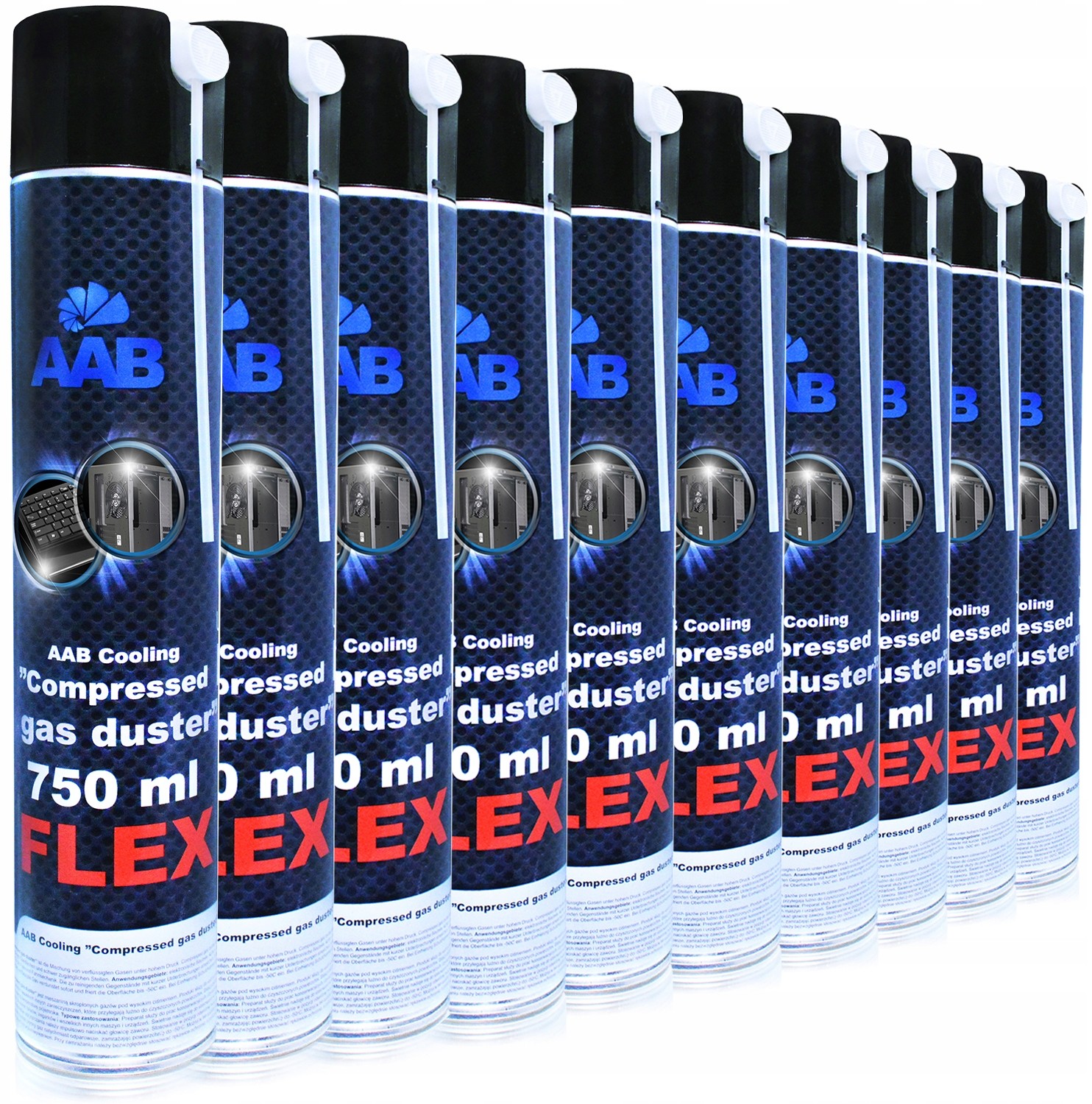 10x Aabcooling Sprężone-powietrze 750ml RURKA-60cm