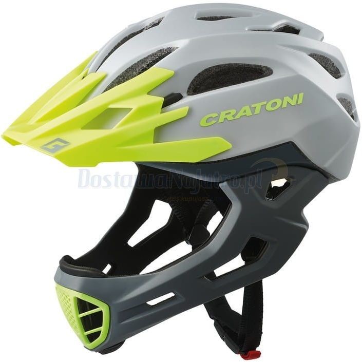 Zdjęcia - Kask rowerowy Kask rowerowy Cratoni C-MANIAC full face limonkowy odpinany ochraniacz 