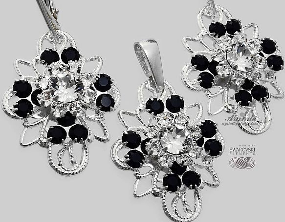 Arande SWAROVSKI PIĘKNY KOMPLET CRYSTAL JET VENUE SREBRO 4399676440