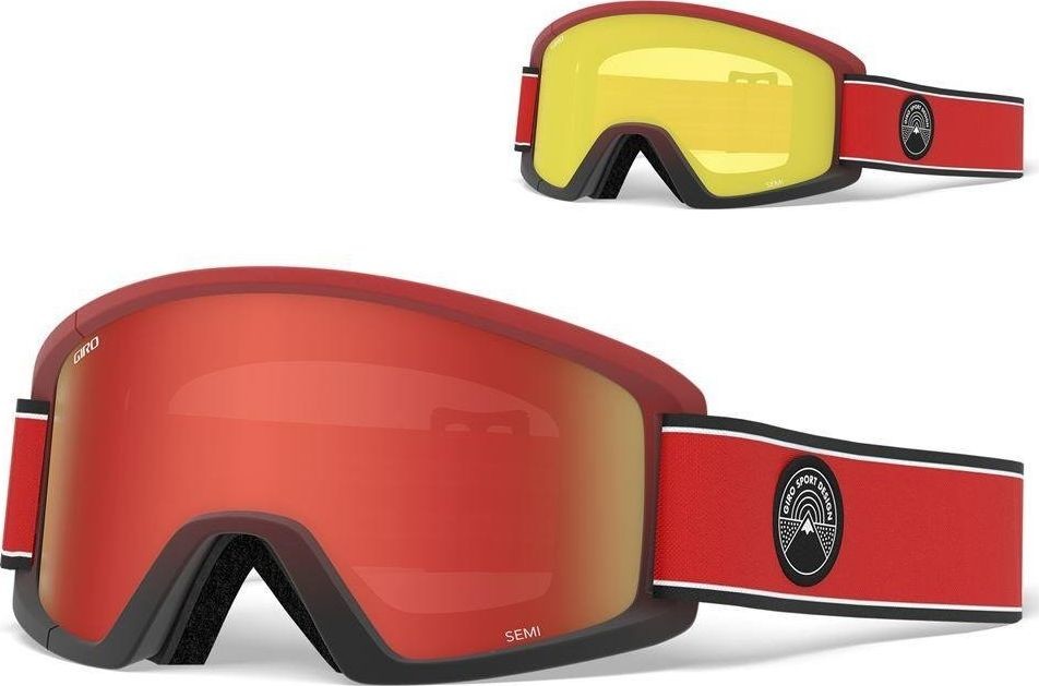 Giro Gogle zimowe SEMI RED ELEMENT Szyba lustrzana kolorowa AMBER SCARLET 40% S2 + Szyba kolorowa YELLOW 84% S0 NEW 307612-uniw