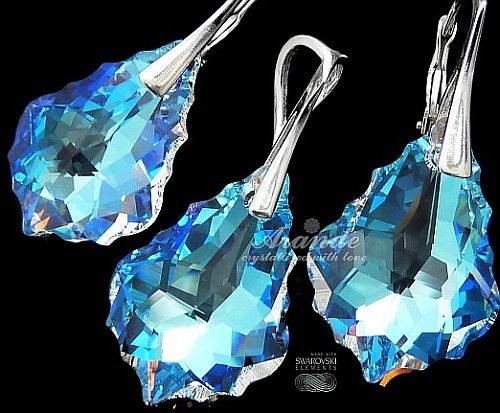 Arande SWAROVSKI komplet BAROQUE BLUE AURORA SREBRO 3475235808