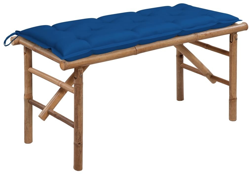 vidaXL Składana ławka ogrodowa z poduszką, 118 cm, bambusowa 3063874