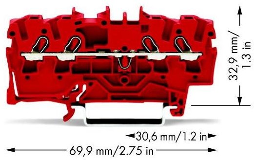 WAGO Terminal przepustowy WAGO 5.20 mm Sprężynowe czerwony 2002-1403 100 szt 2002-1403